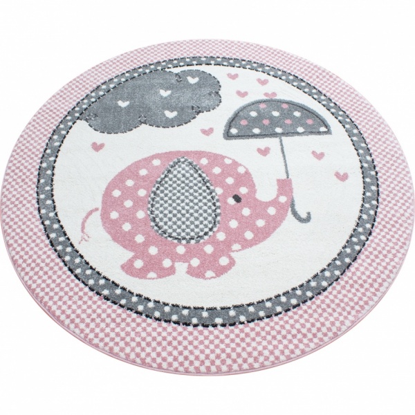 Kinderteppich Mdchen Spielteppich Elephant Design  Rosa Wei